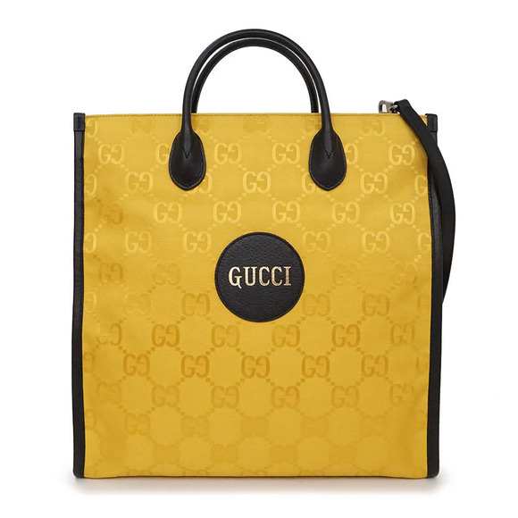 Gucci Handbags - Gucci Beige the Grid Tote Shoulder Handbag GG Leather Yellow Black